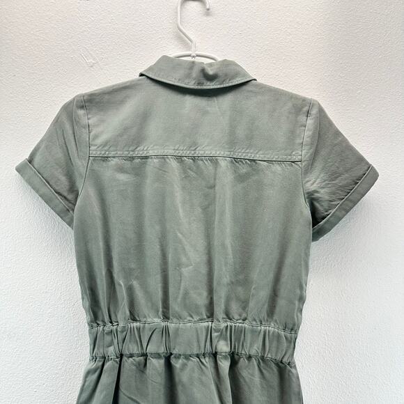 J. Crew Zip Front Chino Dress Green 00 Safari - Picture 6 of 14